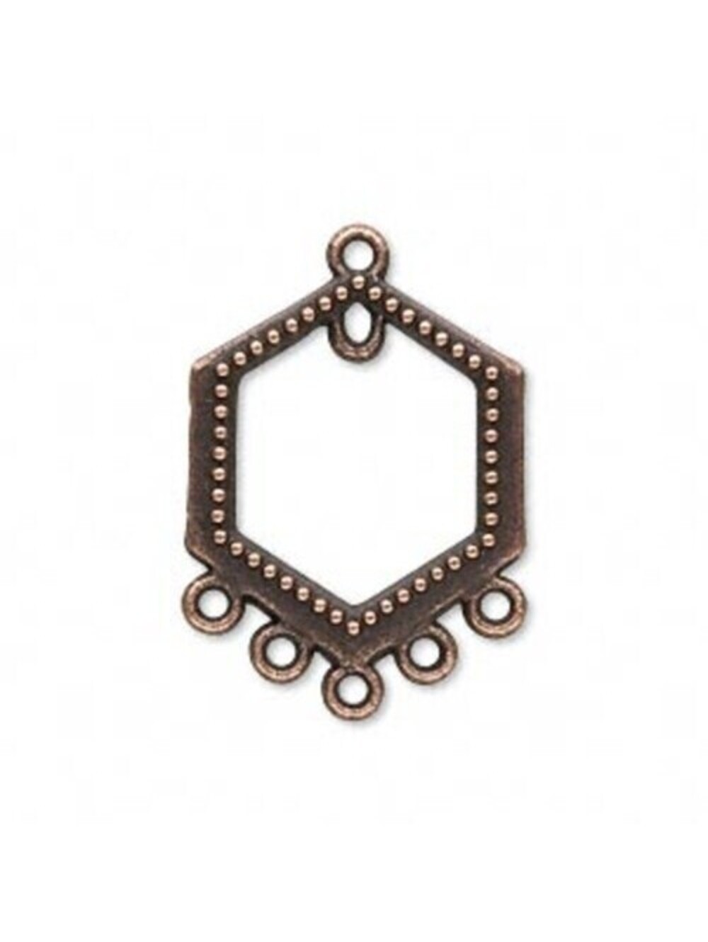Antiqued Copper Hexagon Connectors Earring Findings 2 pcs
